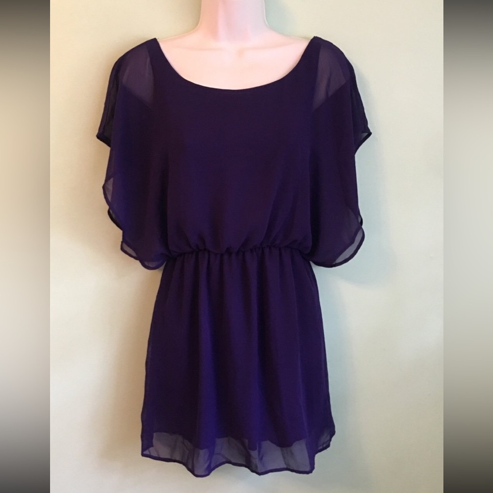 Y2K Dina Be Batwing Chiffon Mini Dress Sz Small